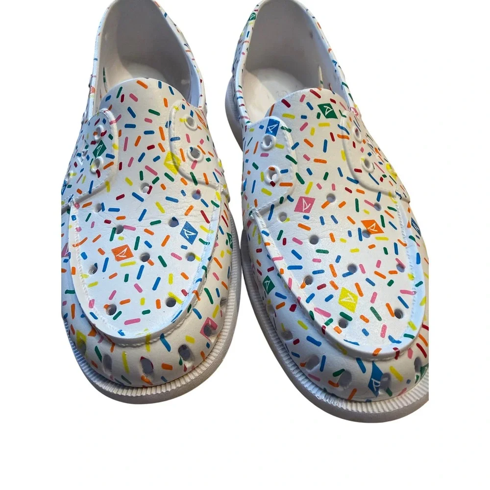 Sperry‎ Authentic Original Float Boat Shoes White Multi Sprinkle Print Mens 9